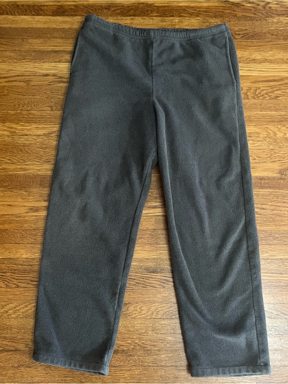Lands end M 10 12 gray fleece pants women’s wide granola comfort lounge